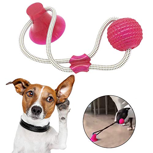 Multifunction Pet Molar Bite Toy, Mascotas Molar Mordedura De Perro Juguete Cuerdas, Limpieza Los Dientes Juguetes para Morder para Perros Pelota Juguete Goma Con Ventosa Molar Chew