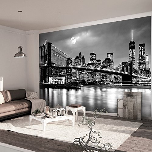 murando Fotomurales New York 200x140 cm XXL Papel pintado tejido no tejido Decoración de Pared decorativos Murales moderna de Diseno Fotográfic Ciudad Luna Noche d-B-0205-a-a