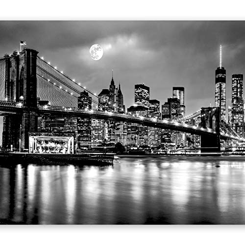 murando Fotomurales New York 200x140 cm XXL Papel pintado tejido no tejido Decoración de Pared decorativos Murales moderna de Diseno Fotográfic Ciudad Luna Noche d-B-0205-a-a