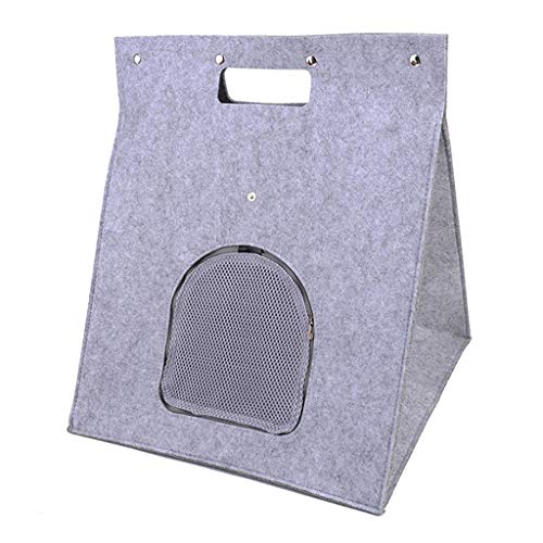 Mysida Cat Bed Multifuncional Cama del Animal Doméstico del Perrito De Fieltro Lavable Plegable del Gato Nido Caliente De La Casa Al Aire Libre Respirable Carrier Bolsa De Mascotas (Color : Gray)