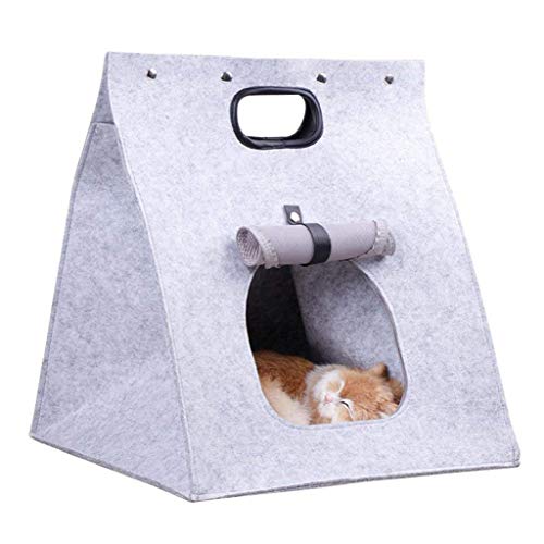 Mysida Cat Bed Multifuncional Cama del Animal Doméstico del Perrito De Fieltro Lavable Plegable del Gato Nido Caliente De La Casa Al Aire Libre Respirable Carrier Bolsa De Mascotas (Color : Gray)