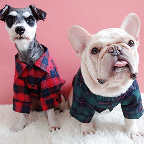 MYYXGS Ropa para Perros algodón a Cuadros Ropa para Perros Camisa de Solapa Moda Novedad Camisa Ropa para Perros Ropa para Cachorros Ley Schnauzer Ropa S