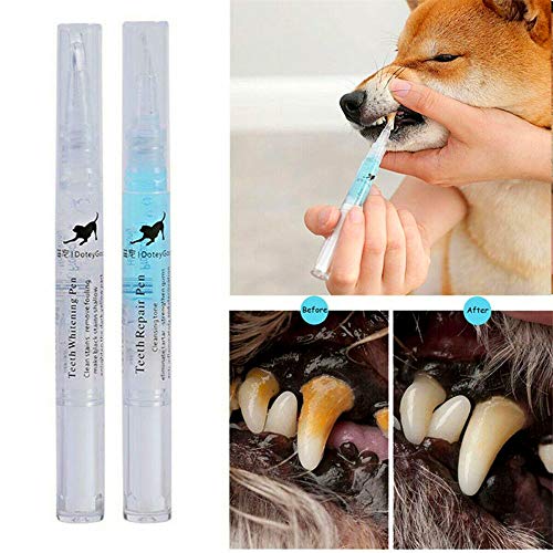 MZCC Kit de Limpieza de Dientes de Perro, Pluma de blanqueamiento de Dientes de Gato, Limpiador de sarro de Mascotas, Herramienta de blanqueamiento de Dientes de Mascotas