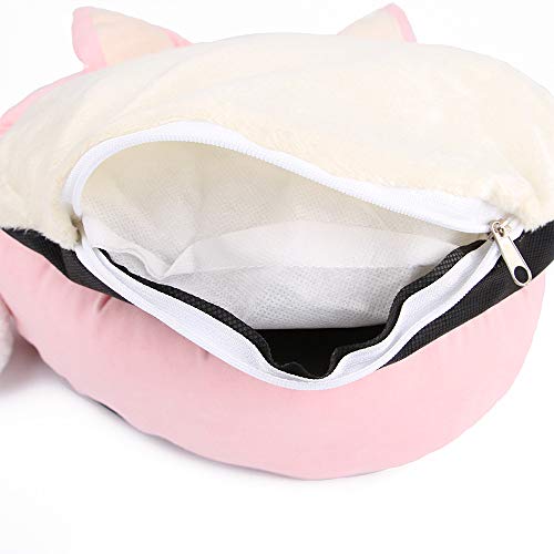 N/ A Cama Gato Sofá Perro Pequeño con Orejas Lindas y Pompón Blanca para Juguetes Mascotas Suave Cómodo Impermeable Extraíble y Lavable - Rosa 37 CM / 14.56 IN