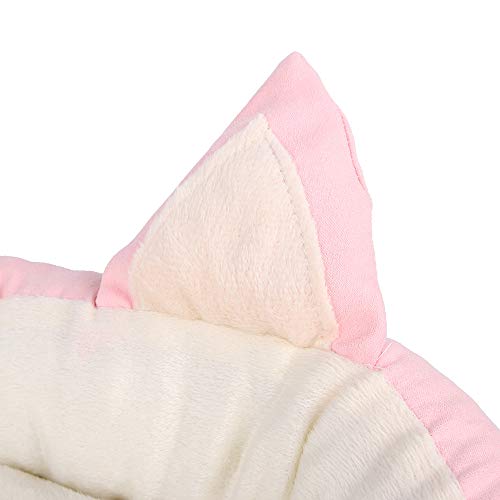 N/ A Cama Gato Sofá Perro Pequeño con Orejas Lindas y Pompón Blanca para Juguetes Mascotas Suave Cómodo Impermeable Extraíble y Lavable - Rosa 37 CM / 14.56 IN