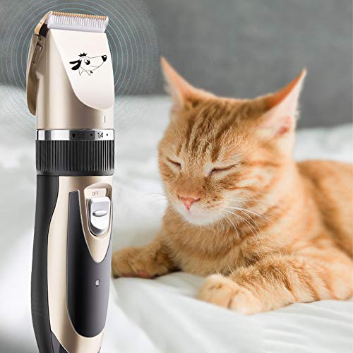 N/ A Perro Gato Cortapelos Clippers Profesional para El Pelo Grueso De Bajo Ruido, Recargable Preparación del Animal Doméstico Kit De Prueba De Agua De La Hoja De Bajo Ruido Pelo Trimmer