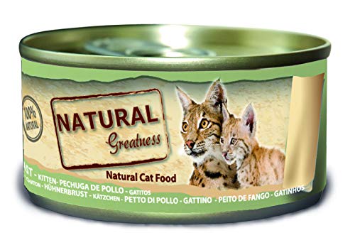 Natural Greatness Comida Humeda para Gatos de pechuga de Pollo. Pack de 24 Unidades. 70 gr Cada Lata