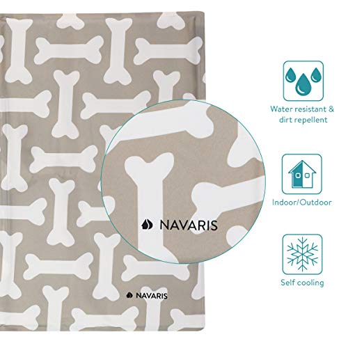 Navaris Alfombra de enfriamiento para Mascotas - Manta refrescante 40 x 50 CM para Perro Gato - Alfombrilla de refrigeración con patrón de Huesos