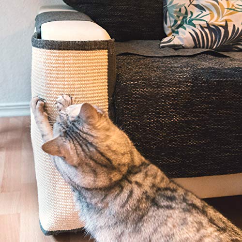 Navaris Rascador para Gatos - Protector para Esquina de sofá o sillón - Afilador de uñas de sisal para Mascotas - para el Lado Derecho en marrón