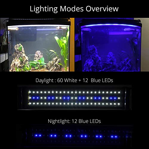 NICREW ClassicLED Luz LED Acuario, Pantalla LED Acuario, Iluminación LED para Acuarios Plantados Lámpara LED para Peceras 53-83 cm, 11W, 7000K