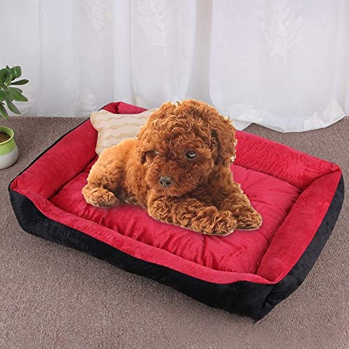 NIEFENG Casa del Animal doméstico y sofá Cama for Perros Lavable, Cama Admite Colchón Cojín Caliente Suave Primer Cama de algodón con Antideslizante Tamaño Inferior: XXL (Color : Black Red)