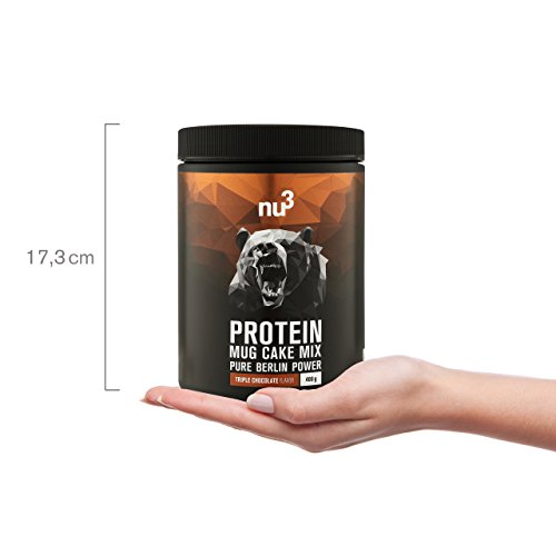 nu3 Mug Cake con Proteína - 400g de mezcla lista para microondas - Sabor triple chocolate con 24g de proteína - Snack perfecto para una dieta fitness - Postre ideal para la oficina - Bajo en azúcar