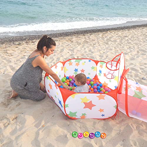 NUBUNI 3 en 1 Tienda Campaña Infantil : Piscina de Bolas + Casita Infantil + Tunel Infantil: Plegable Parque Bebe Bolas Infantil Jardín Exterior Interior Juguetes Niños Niñas Bebes Casitas Tela Tipi