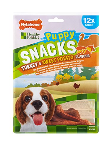 Nylabone - Snacks de pavo y batata para cachorros (Paquete de 12) (Pequeño) (Pavo/Batata)