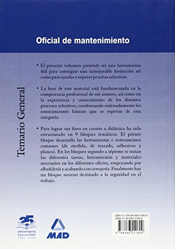 Oficial De Mantenimiento. Temario General