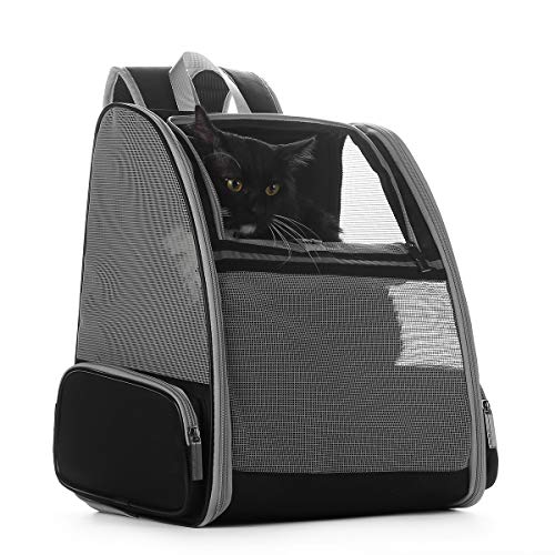 OKWEE Portador de Viaje Mochila, Bolsa de Transporte para Mascotas, Perros Gatos Malla Completa Transpirable Transportín Jaula Capazos Transportadoras Plegable Viaje Coche Portátil