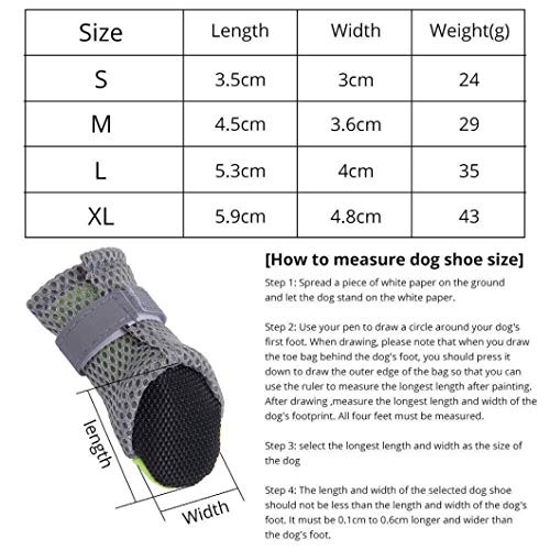 OLADO 4PCS Zapatos Antideslizantes para Perros Botines Impermeables Calcetines para Nieve con Gancho y Lazo Protector de Pata Perro Chihuahua Teddy