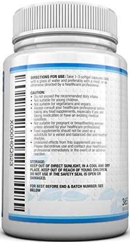 Omega 3 | Aceite de Pescado | 1000 mg | 365 Cápsulas (Suministro Anual) | Complemento alimenticio de Nu U Nutrition