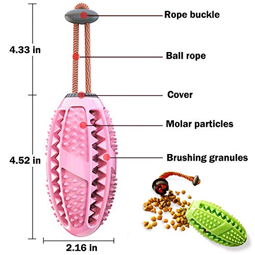 onebarleycorn – Cepillo de Dientes para Perro, Juguete para Masticar Pelota de Entrenamiento para Cachorros Cuidado Dental Limpieza de Dientes no tóxica Goma Natural Resistente a mordidas (Rosa)