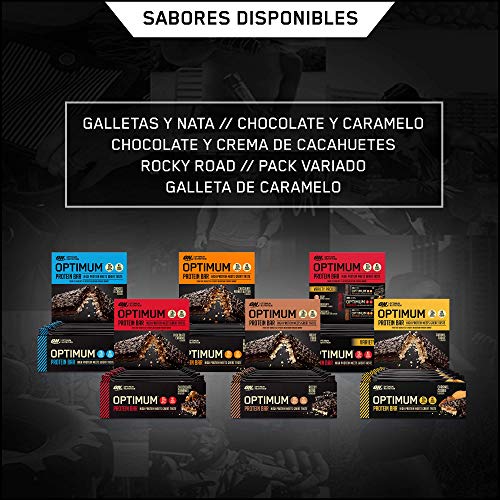 Optimum Nutrition ON Protein Bar Barritas Proteínas con Whey Protein Isolate, Dulces Altas en Proteína y Low Carb, Rocky Road, 10 Barras (10 x 60 gr)