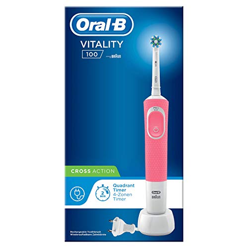 Oral-B Vitality 100 CrossAction - Cepillo Eléctrico, 1 Mango, 1 Cabezal, Rosa