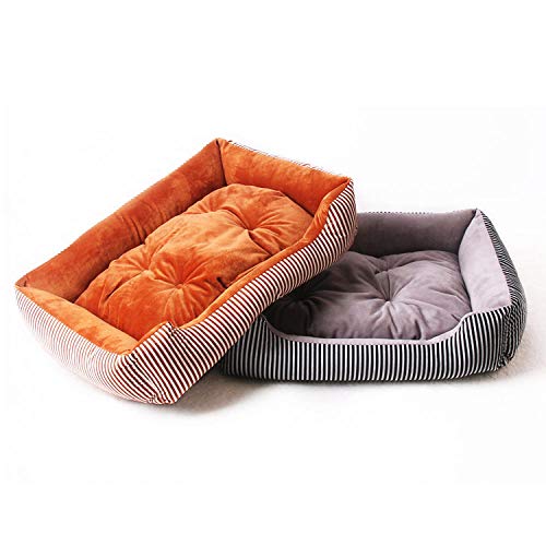 Otoño Invierno Nueva Colchoneta De Cama Para Perros Nido De Gato Peluche De Pelo Dorado Dorado Rayas Para Mascotas Fabricantes Venta Directa Lavadora A Mano Caliente-Brown_White_Stripes_L-80Cm_China