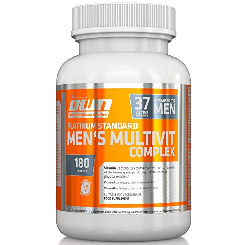 OWN -  Platinum Standard Men's Multi-Vitamin Complex; complejo multivitamínico para hombres con 37 ingredientes, 180 pastillas