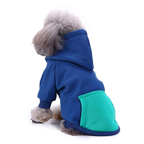 Pangding Sudadera con Capucha con Cremallera para Mascotas, Ropa de Abrigo con Capucha Traje Abrigos Ocasionales Ropa Trajes Traje para Gato Cachorro de Perro(XL-Azul)