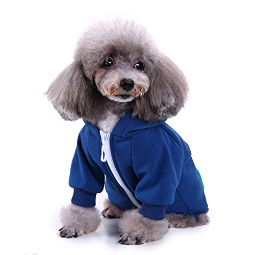 Pangding Sudadera con Capucha con Cremallera para Mascotas, Ropa de Abrigo con Capucha Traje Abrigos Ocasionales Ropa Trajes Traje para Gato Cachorro de Perro(XL-Azul)