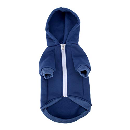 Pangding Sudadera con Capucha con Cremallera para Mascotas, Ropa de Abrigo con Capucha Traje Abrigos Ocasionales Ropa Trajes Traje para Gato Cachorro de Perro(XL-Azul)