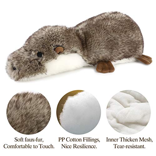 Pawaboo Juguete Peluche de Nutria para Perros, Diseño de Nutria de Simulación Animal Felpa Blandos con Sonido Chirriante para Masticar Cachorro no Tóxico - Gris Marrón