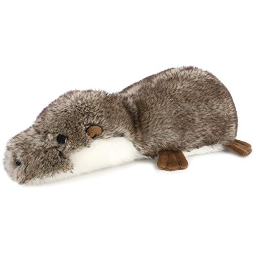 Pawaboo Juguete Peluche de Nutria para Perros, Diseño de Nutria de Simulación Animal Felpa Blandos con Sonido Chirriante para Masticar Cachorro no Tóxico - Gris Marrón