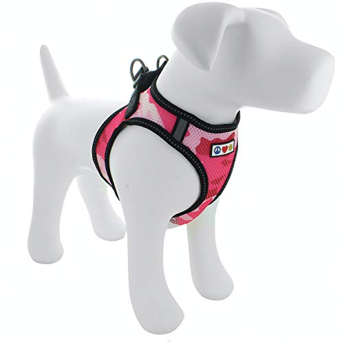 Pawtitas Arnes de Tela Antitirones Perro y Cachorros, Chaleco Acolchado para Mayor Comodidad, diseño Resistente, Ajustable y Transpirable Extra Extra Pequeño Camuflaje Rosa