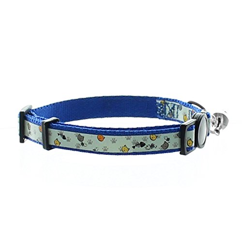 Pawtitas Collar de Gato Brilla en la Oscuridad con Hebilla de Seguridad y Cuello de Gato Campana Desmontable Collar de Gatito Azul Collar de Gato