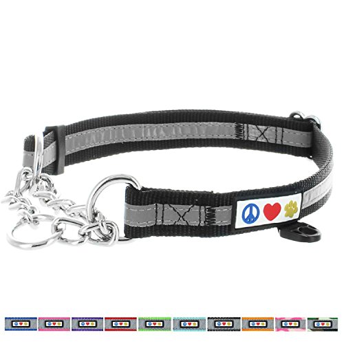 Pawtitas Collar de Perro de Cadena Martingale Reflectante Collar para obediencia Talla Grande Color Negro