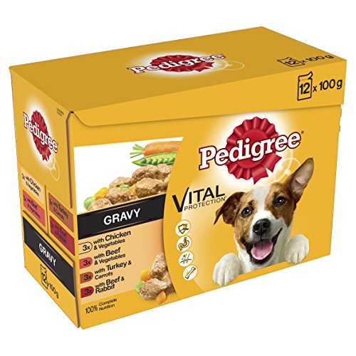 Pedigree - Bolsas para perros (12 x 100 g), color gris