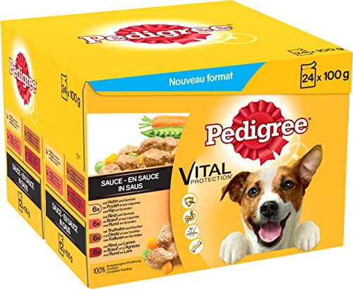 PEDIGREE Sachets Fraîcheur pour Chien Adulte aux 4 Saveurs en Sauce, 48 Sachets Repas de 100g