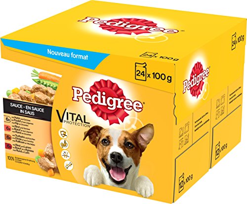 PEDIGREE Sachets Fraîcheur pour Chien Adulte aux 4 Saveurs en Sauce, 48 Sachets Repas de 100g