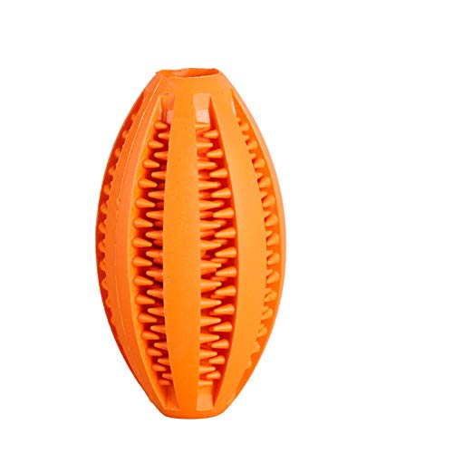 Pelota de goma, pelota de juguete molar de rugby, para adiestramiento de perros, deportes al aire libre, pelota de sandía resistente a las mordeduras, pelota de limpieza anti-sarro (fútbol naranja)