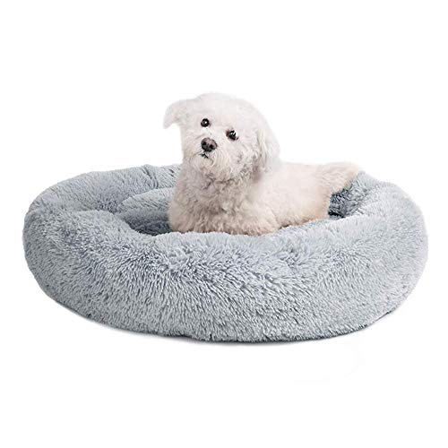 PENVEAT Cama Redonda para Perros, Gatos, Invierno, Cama Caliente para Dormir, Tumbona, Perrito, Perrera, Cama para Mascotas, Lavable a máquina, Caqui, diámetro de 100 cm