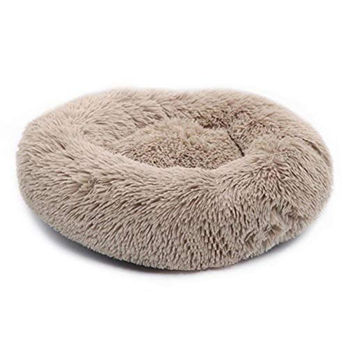 PENVEAT Cama Redonda para Perros, Gatos, Invierno, Cama Caliente para Dormir, Tumbona, Perrito, Perrera, Cama para Mascotas, Lavable a máquina, Caqui, diámetro de 100 cm