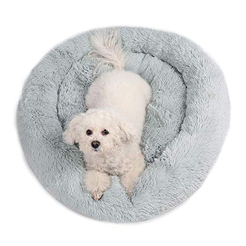 PENVEAT Cama Redonda para Perros, Gatos, Invierno, Cama Caliente para Dormir, Tumbona, Perrito, Perrera, Cama para Mascotas, Lavable a máquina, Caqui, diámetro de 100 cm