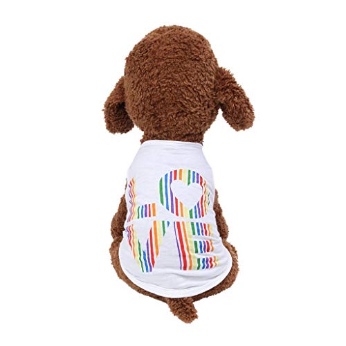 Pequeño Perro de Mascota Ropa, Perros y Gato Ropa Disfraz Letter Impreso Camiseta para Perros Chihuahua Yorkshire Cachorros Abrigo, Primavera y Verano, Love, XS-L