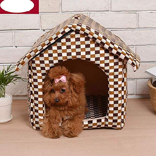 Perrera Casa del gato, perro Dog House Tent Suministros Pequeños del animal doméstico del gato heces perro de la jerarquía Den Compruebe raya excrementos de un gato Cama con cojín extraíble lavable