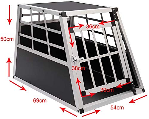Perro Transporte perro jaula de coches jaula de aluminio perrito del animal doméstico de la perrera de viaje cajón 54 x 69 x 50cm,A