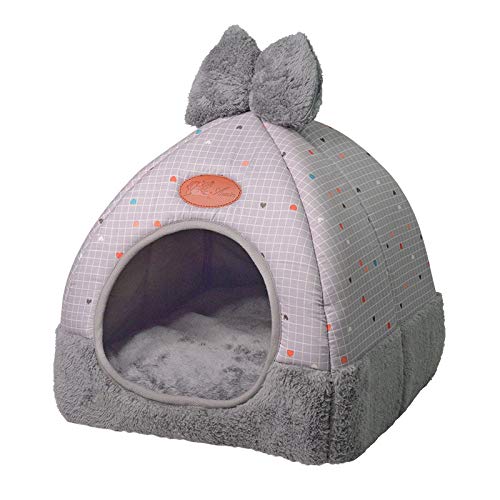 Pet bed Cama para Perro y sofá para Mascotas, caseta de Perro Caliente, Nido de Invierno Suave para Cachorro, Gato, tamaño Grande, Perros pequeños y medianos, Gris, Medium