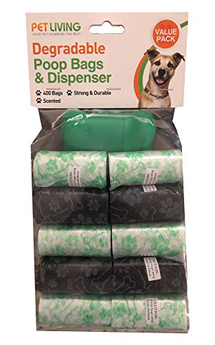 Pet Living - Bolsas de basura biodegradables para perros, 400 bolsas de 2 colores para caca, bolsas de caca con dispensador