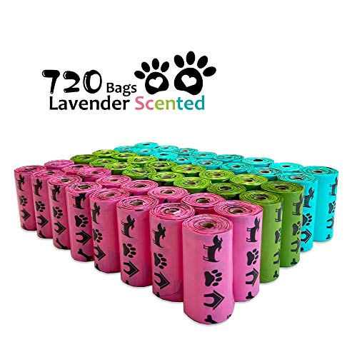 PET N PET 720 Bolsas de residuos para Mascotas con Aroma a Lavanda, Bolsas para excrementos de Perro, respetuosas con el Medio Ambiente, a Prueba de Fugas, Color arcoíris