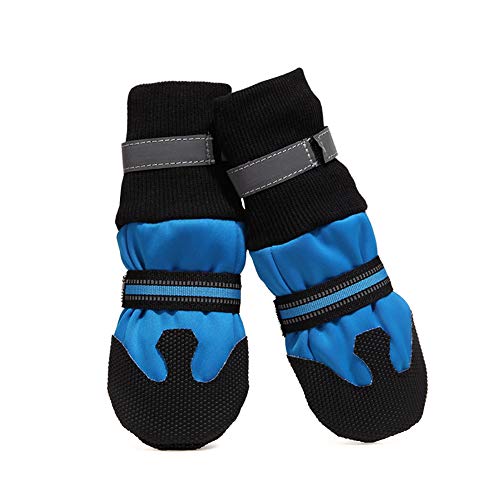 PET SPPTIES 4PCS Botas para Mascota Rranspirable Perros Antideslizantes Zapatos para Perros Impermeables PS046 (XXL, Blue)