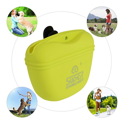 Petacc Bolso portátil de silicona para entrenamiento de perros y bolsa de tratamiento con cierre magnético y clip para la cintura Verde